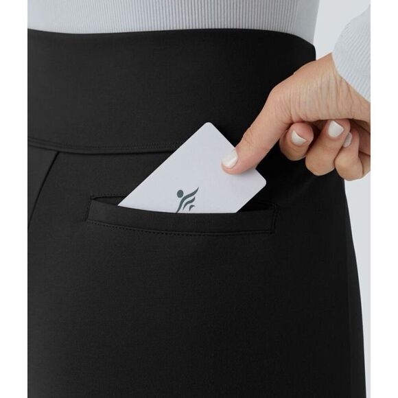 Halara Flex High Waisted Decorative Button Back Pocket Slight Flare Work Pants S - Picture 7 of 13